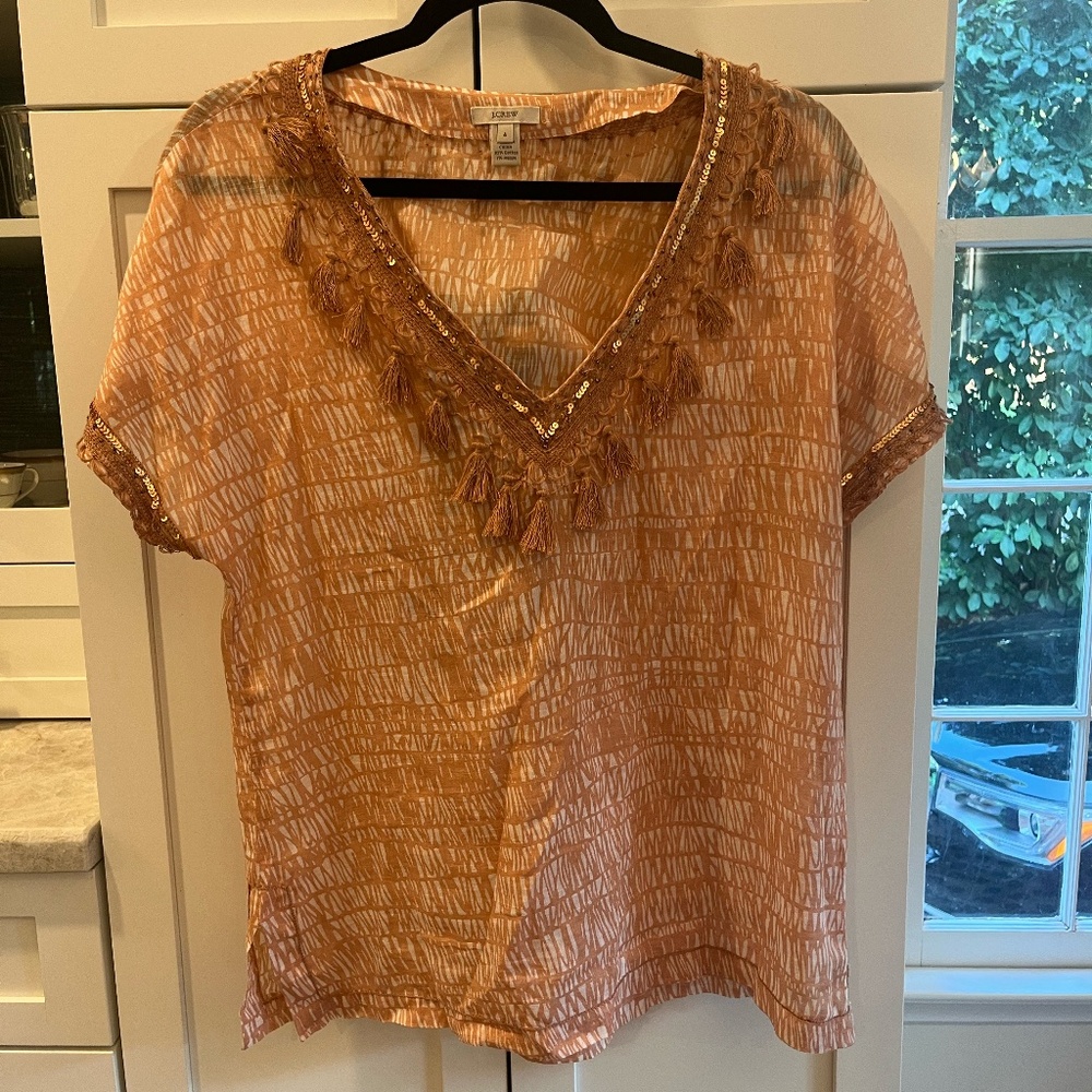 Jcrew sequin/tassel top